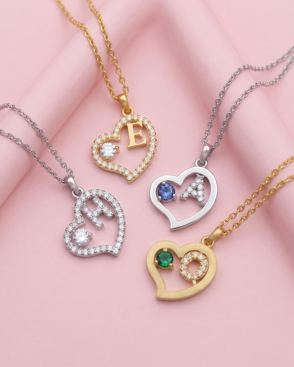 4 custom pendants with birth stones 