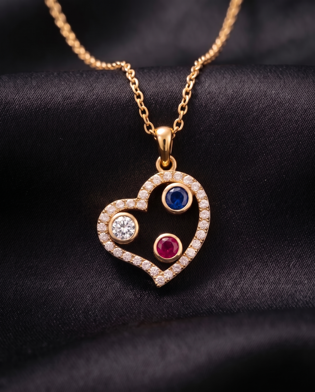 Hearts With Birthstones Pendant