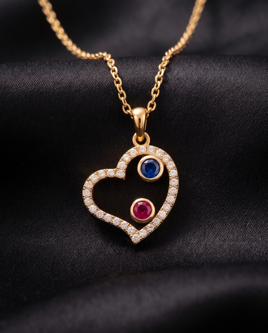 Hearts With Birthstones Pendant